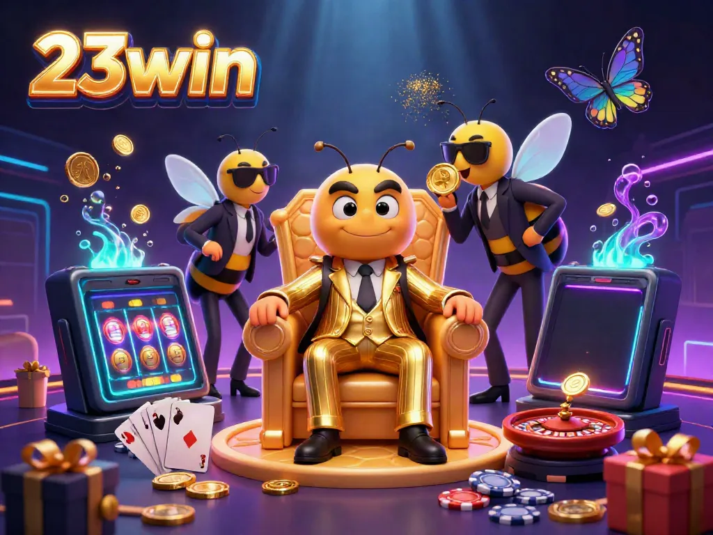 Experience thrilling games at 23win with our immersive casino illustration packed with excitement.