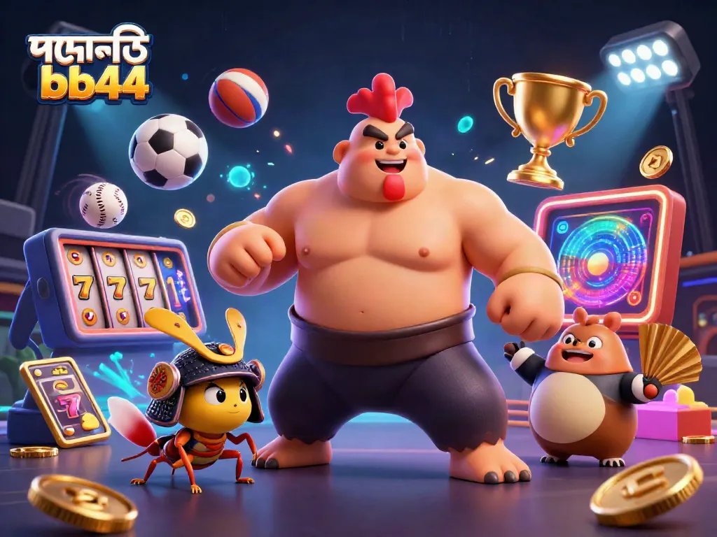 Experience thrilling action with পদোন্নতি bb44 featuring a dynamic scene of casino games and characters.