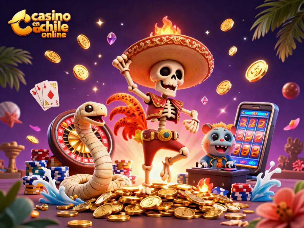 Disfruta de la emoción del juego en un casino en línea en Chile con tragamonedas y personajes divertidos.