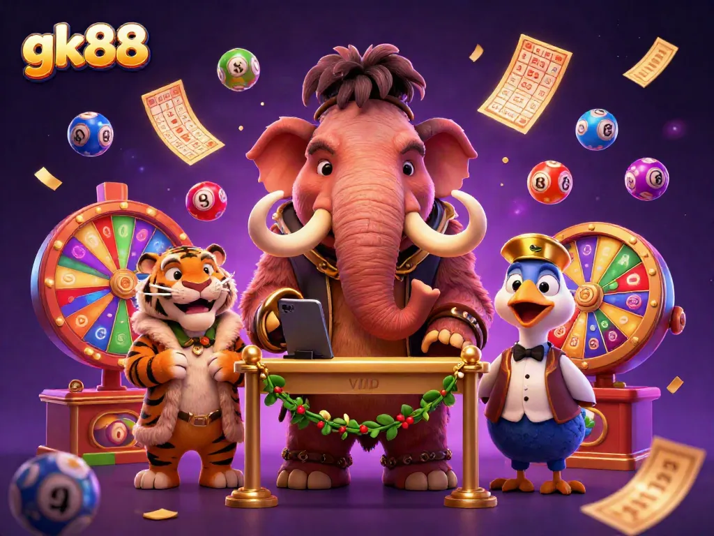 Experience the thrilling allure of gk88 with dynamic lottery games and engaging VIP elements in this vibrant casino scene.