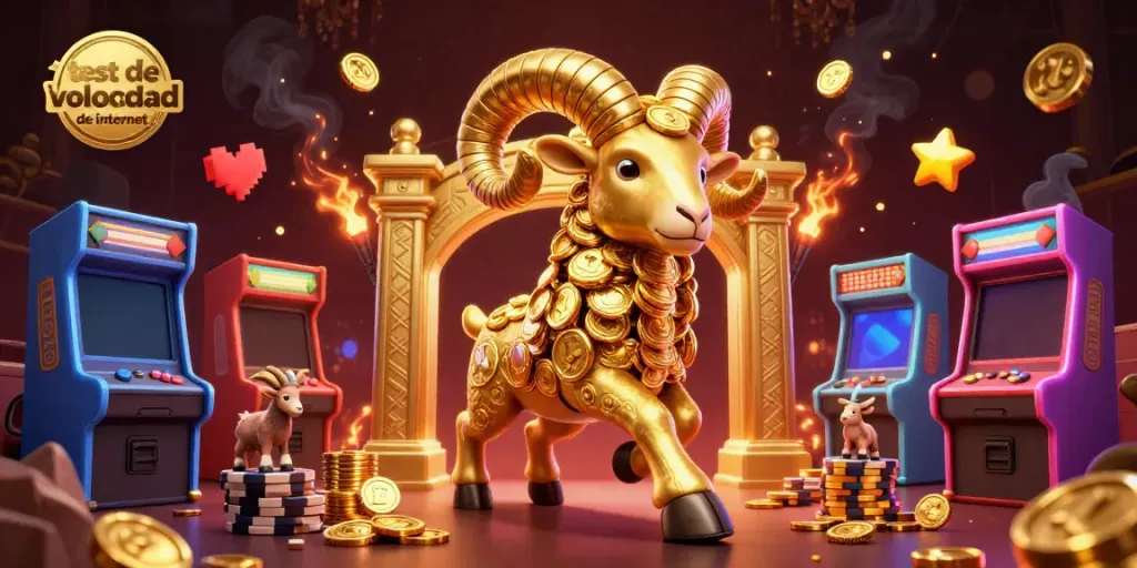 Engage with test de velocidad de internet through an exciting 3D illustration featuring vibrant casino elements and playful characters.