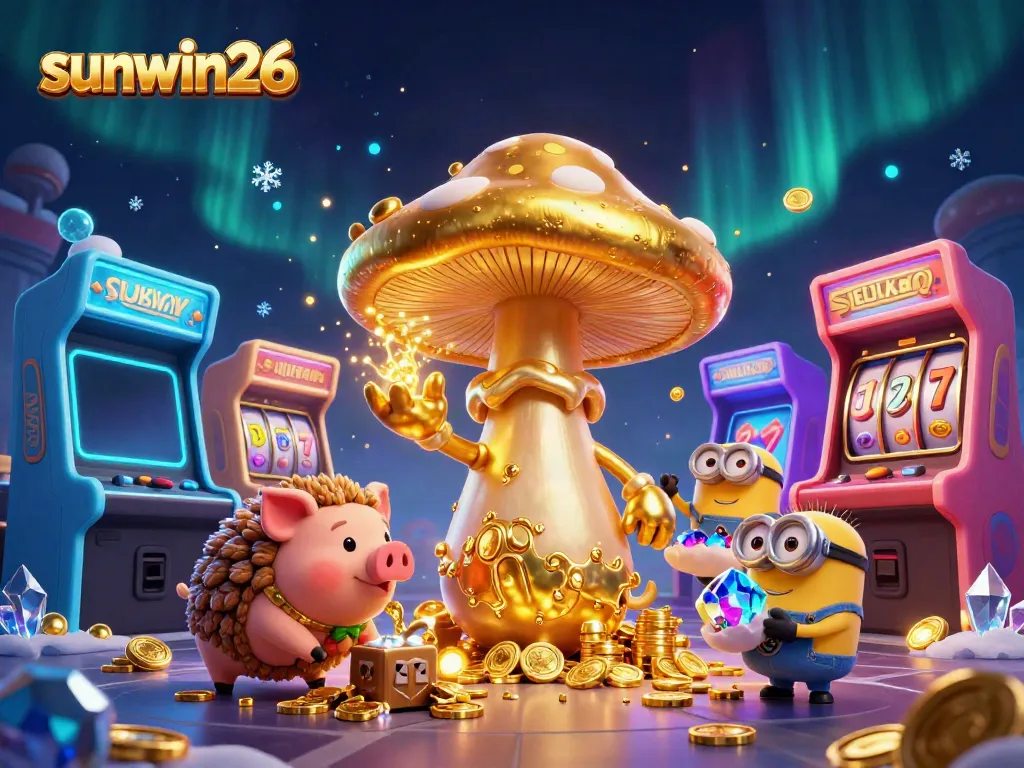 Experience the magic of sunwin26 with a golden wizard and treasure-hunting pig in an engaging casino scene.