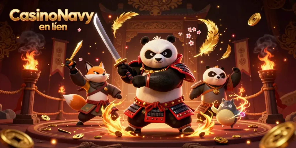 Juega en CasinoNavy en línea con un samurái panda, un zorro ninja y un tanuki mágico.