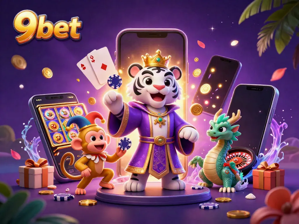 Experience thrilling wins at 9bet with colorful slot games and vibrant casino elements.