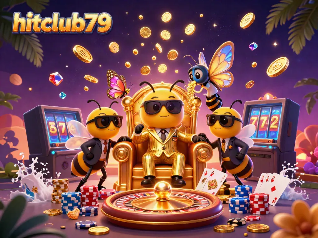 Engage with hitclub79's vibrant casino experience featuring a bee boss and dazzling game elements.
