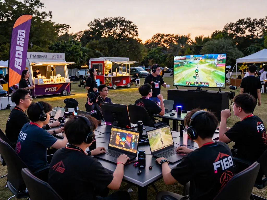 Khung cảnh bữa tiệc game F168 với người chơi vui vẻ và không khí sôi động.