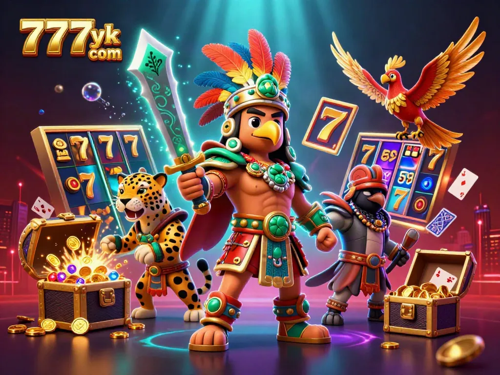 Engage with 777yk com's thrilling online casino experience featuring vibrant characters and dynamic gaming elements.