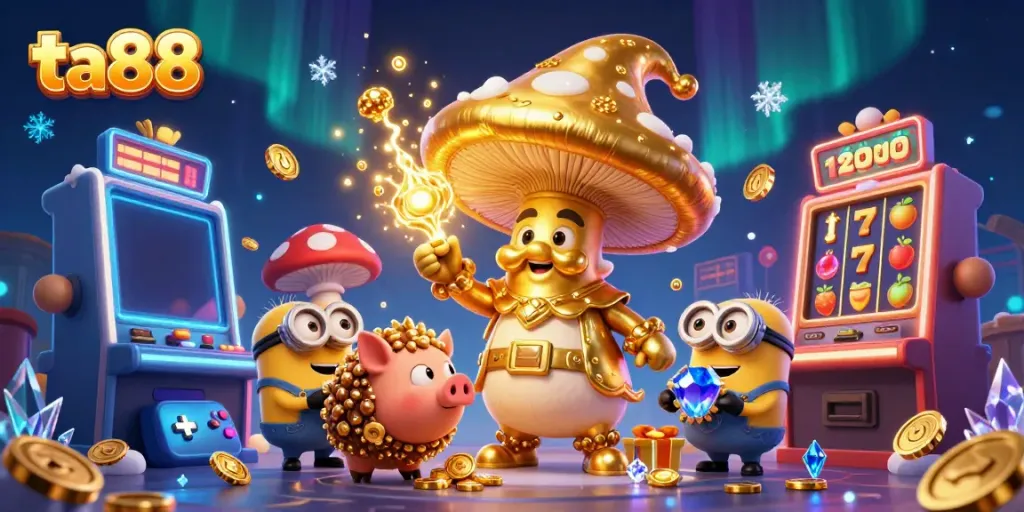 Experience thrilling slots at ta88 with golden wizard and treasures in ultra-detailed 3D.